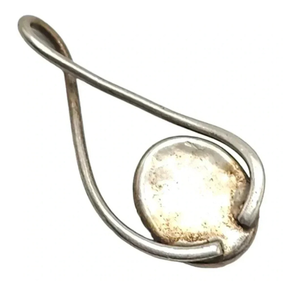 Green Malachite Pendant Gemstone Dangle Drop Silver Vintage - Picture 3 of 5